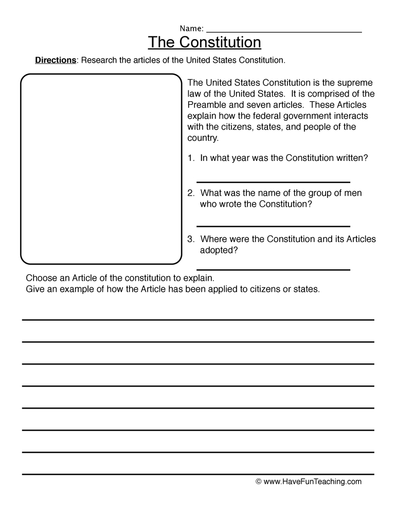Free Printable Constitution Worksheets Elementary Pdf Printable 