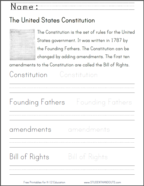 Free Printable Constitution Worksheets Elementary Pdf Printable 