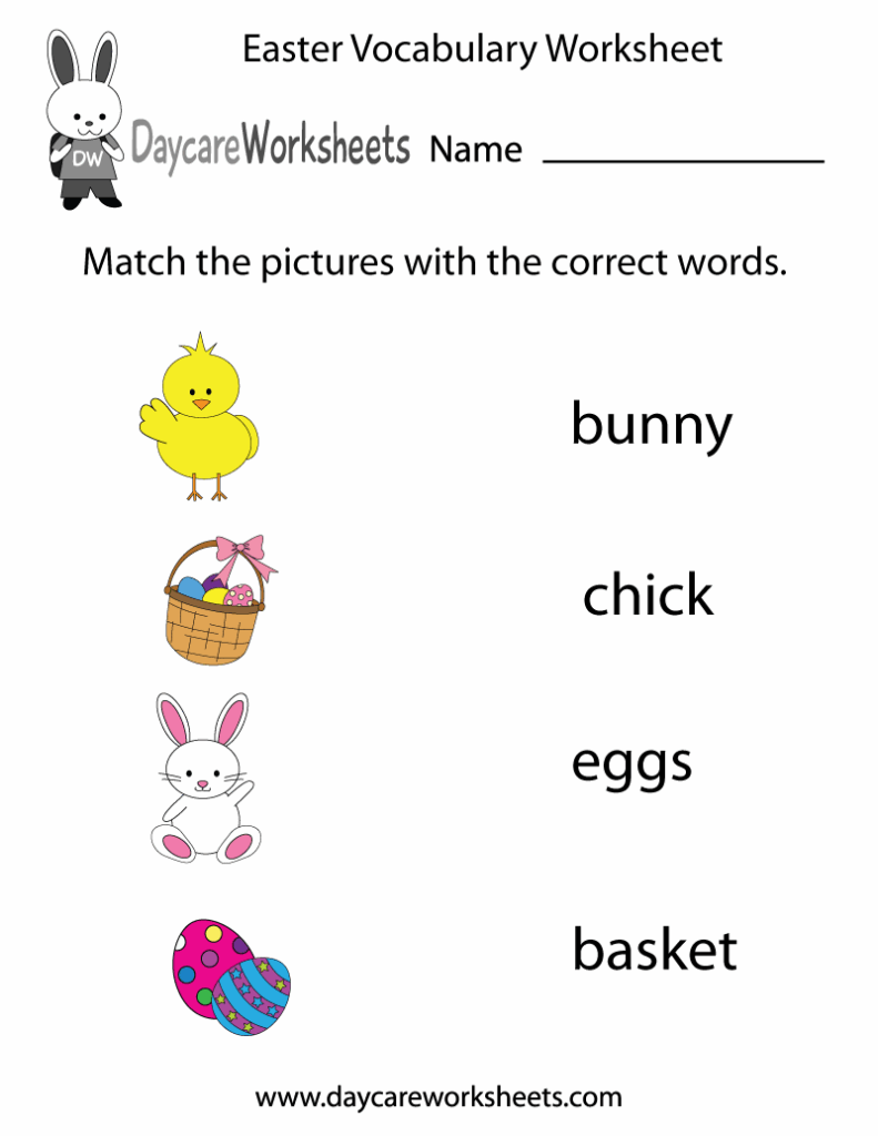 Free Printable Easter Vocabulary Worksheet For Preschool
