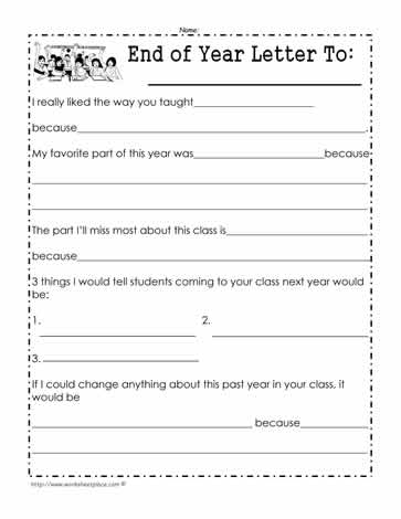 Free Printable End Of Year Worksheets