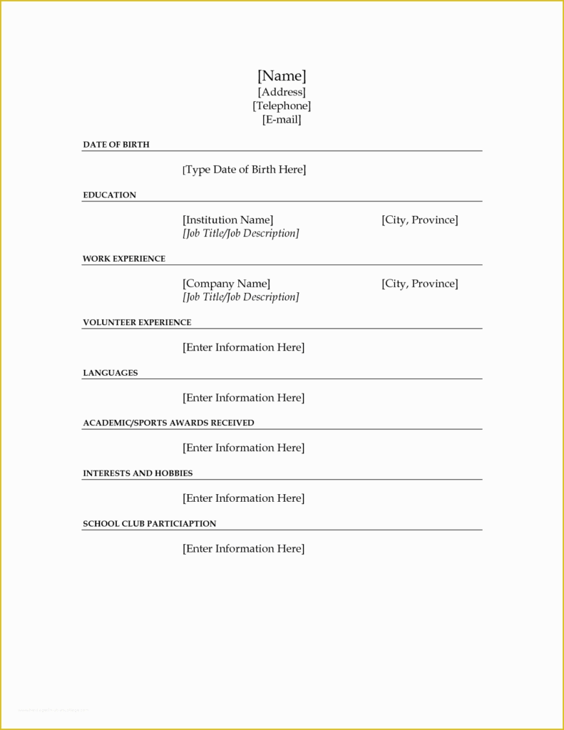Free Printable Fill In The Blank Resume Templates Of 10 Best Of Blank 