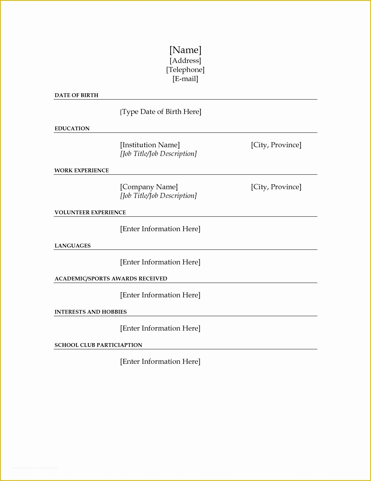 Free Printable Fill In The Blank Resume Templates Of 10 Best Of Blank