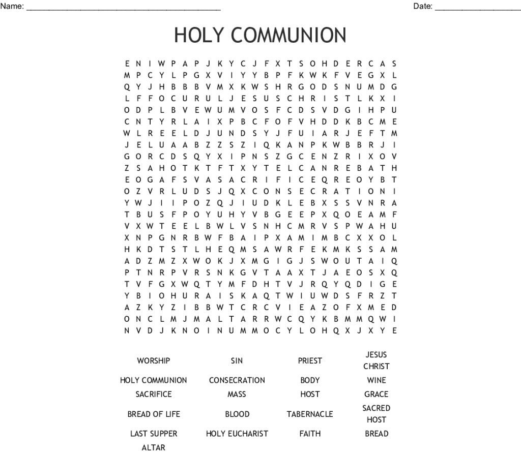 Free Printable First Communion Worksheets