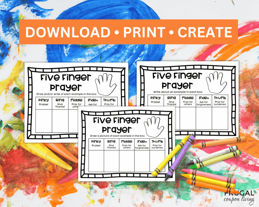 Free Printable Five Finger Prayer Worksheet