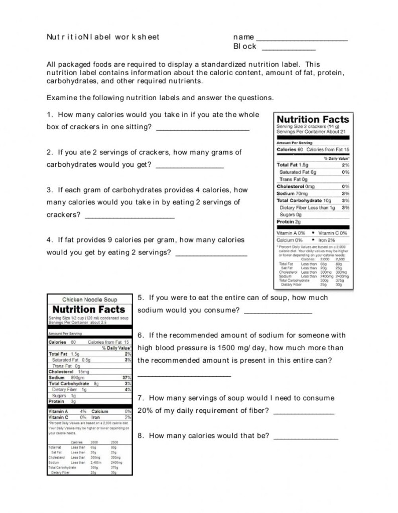 FREE Printable Food Label Worksheets Printable Labels