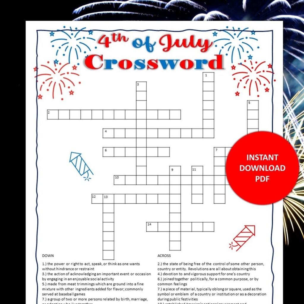 Free Printable Fourth Of July Crossword Puzzles Download Free Free Printable Fourth Of July Crossword Puzzles Download Free