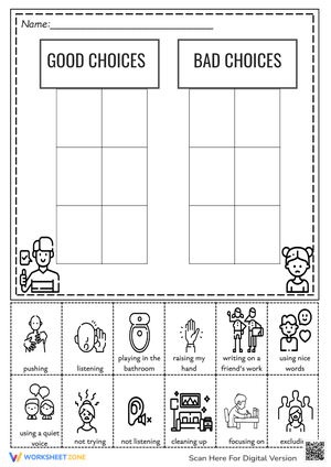 Free Printable Good Choices Bad Choices Worksheets PDF