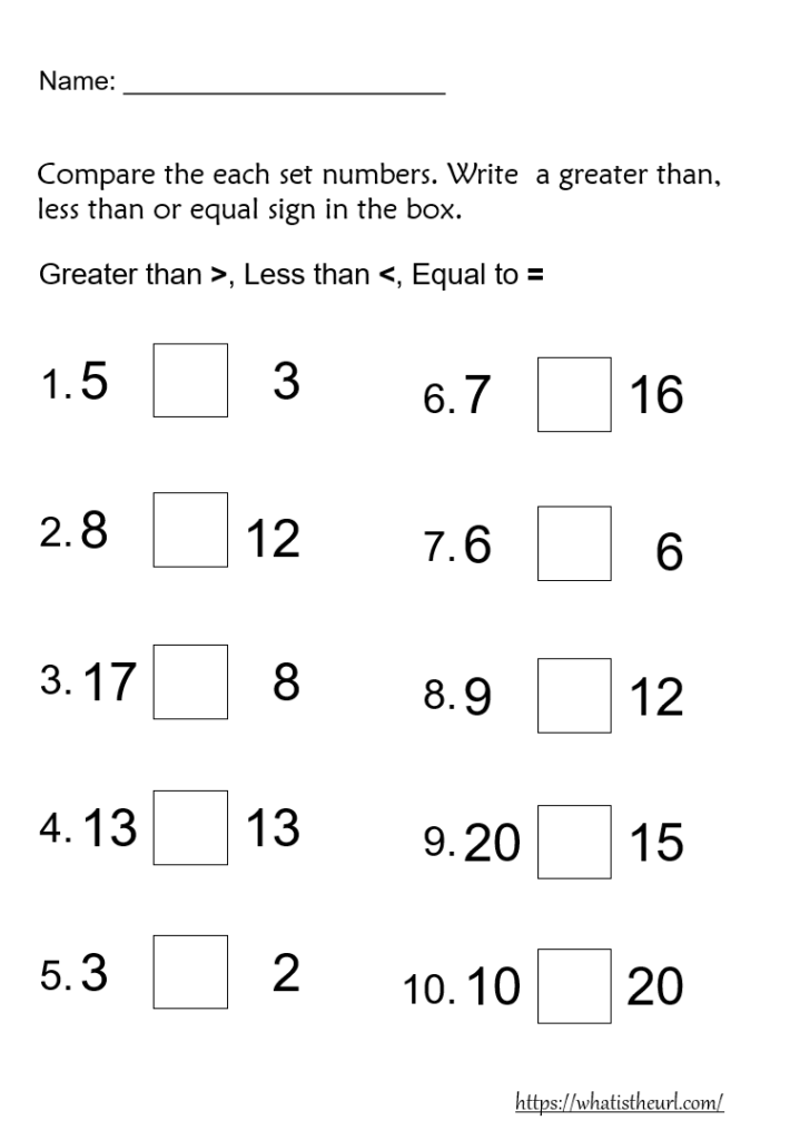 Free Printable Greater Than Less Than Worksheets Betty M Toney