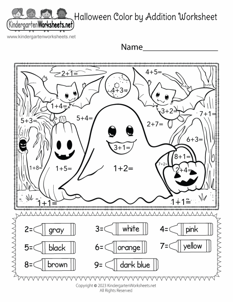Free Printable Halloween Math Worksheet For Kindergarten