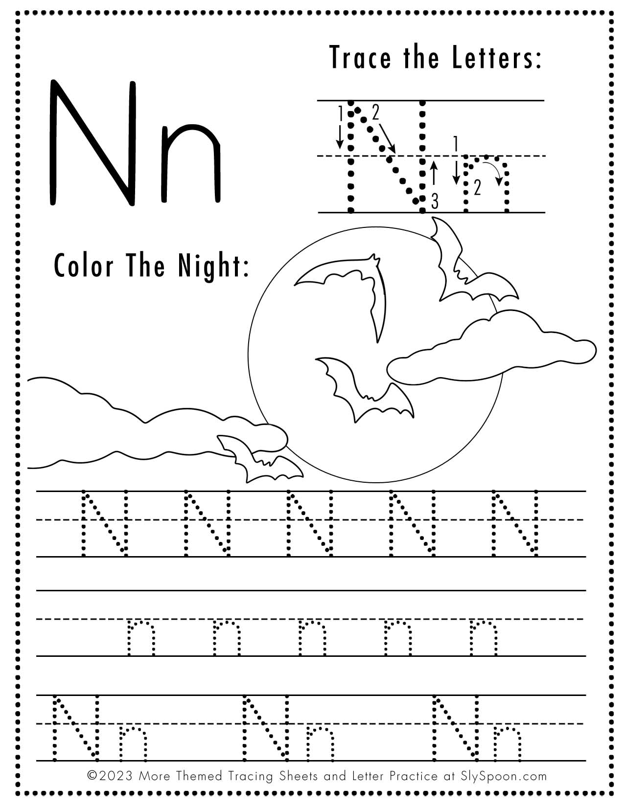 Free Printable Halloween Themed Letter N Dot Marker Activity