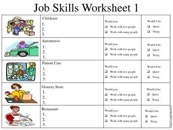 Free Printable Job Skills Worksheets For Special Needs Students 