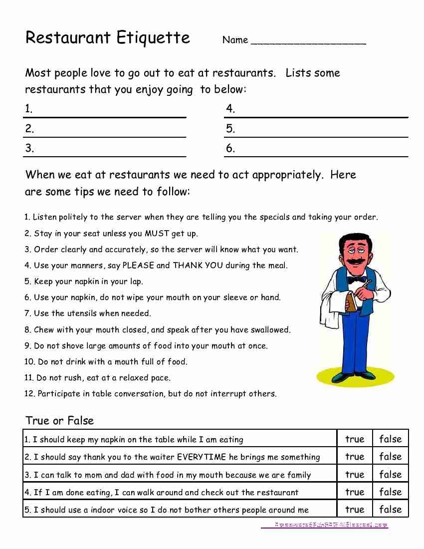 Free Printable Job Skills Worksheets For Special Needs Students