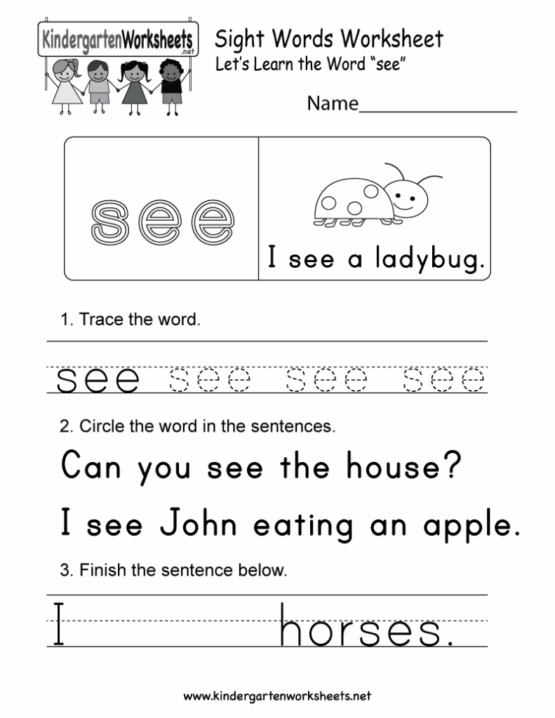 Free Printable Kindergarten Sight Words Worksheets Pdf Printable 