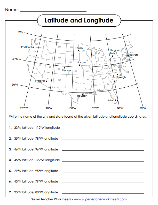 Free Printable Latitude And Longitude Worksheets Printable Worksheets