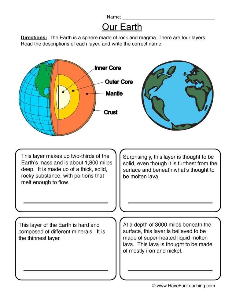 Free Printable Layers Of The Earth Worksheets Printable Worksheets