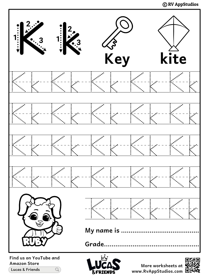 Free Printable Letter K Tracing Worksheets Pdf Kindergarten 