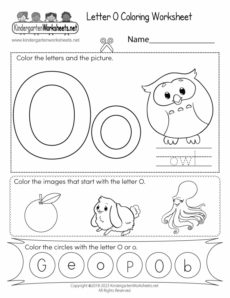 Free Printable Letter O Coloring Worksheet For Kindergarten