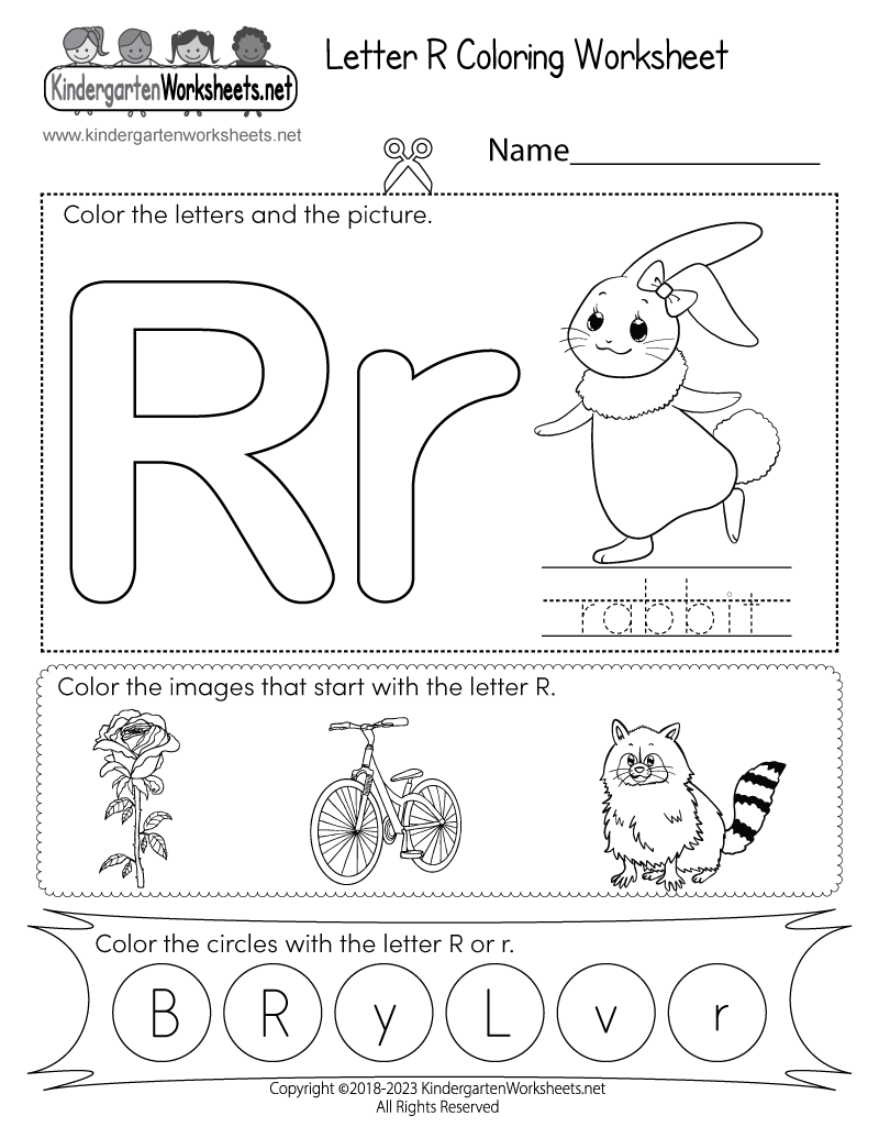 Free Printable Letter R Coloring Worksheet For Kindergarten