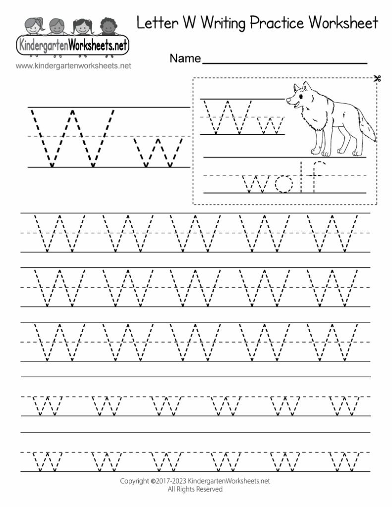 Free Printable Letter W Writing Practice Worksheet