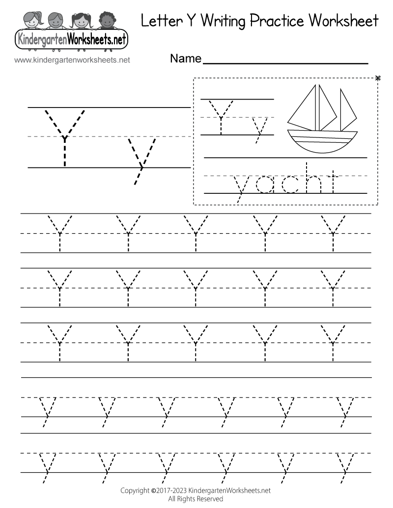 Free Printable Letter Y Writing Practice Worksheet For Kindergarten