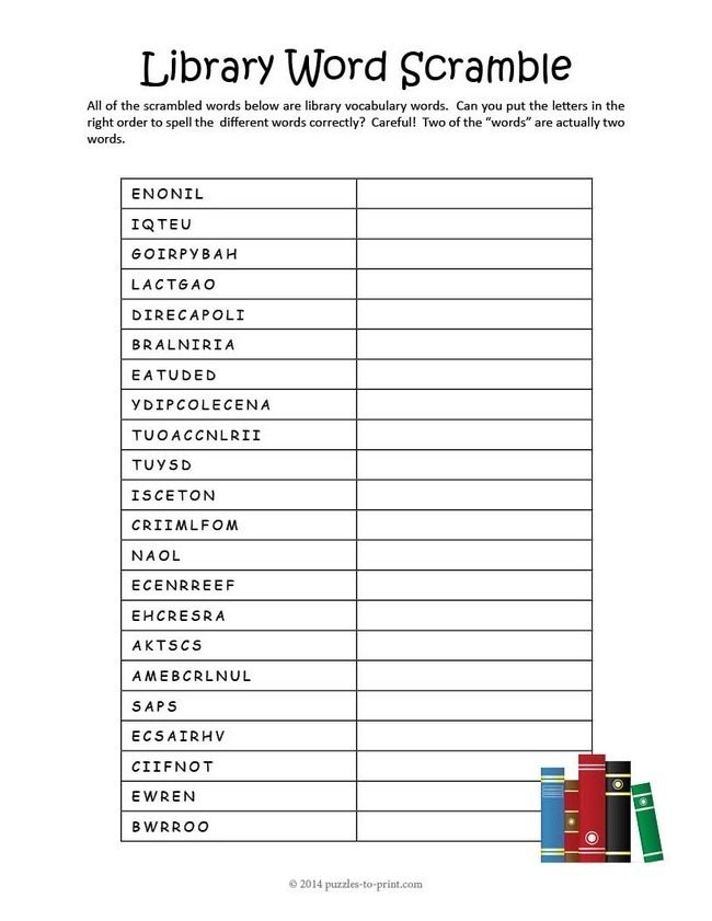 Free Printable Library Skills Worksheets