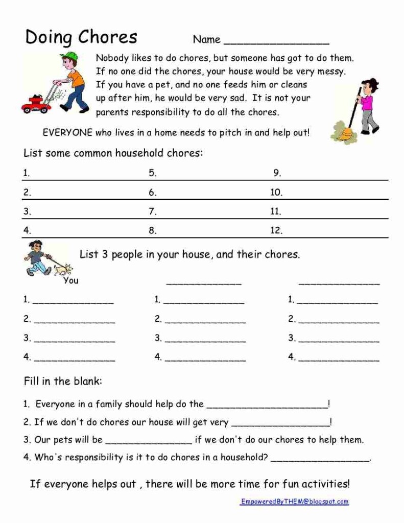 Free Printable Life Skills Worksheets SkillsWorksheets