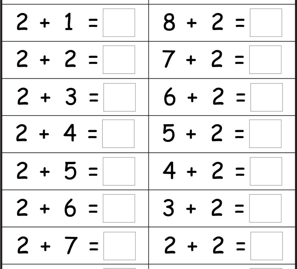 Free Printable Math Addition Worksheets For Kindergarten Printable 