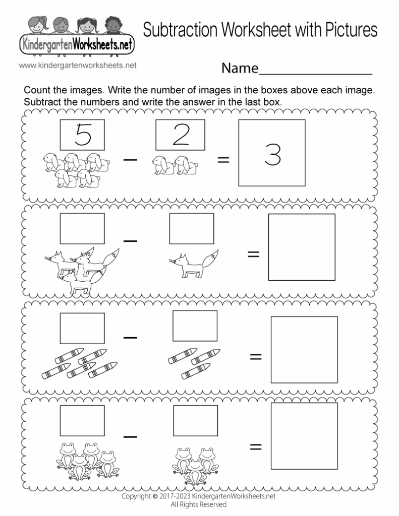 Free Printable Math Subtraction Worksheet For Kindergarten
