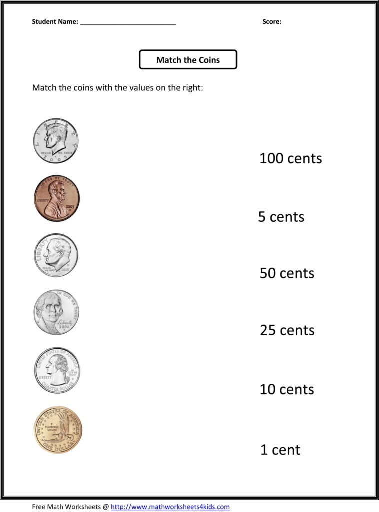 Free Printable Money Worksheets For Kindergarten