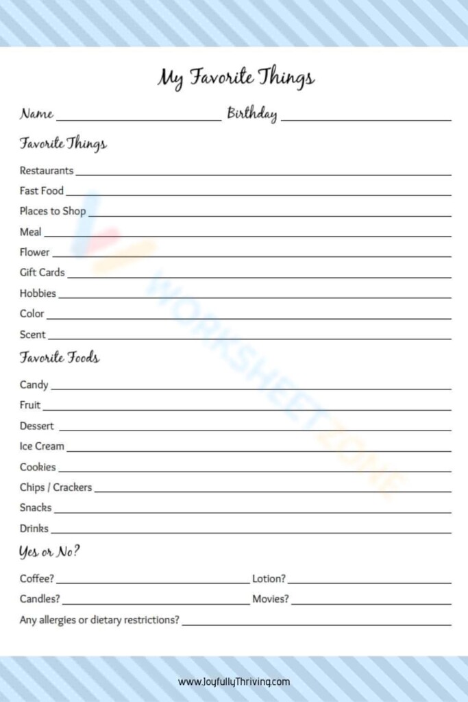 Free Printable My Favorite Things Worksheets For Students Worksheets Free Printable My Favorite Things Worksheets For Students Worksheets