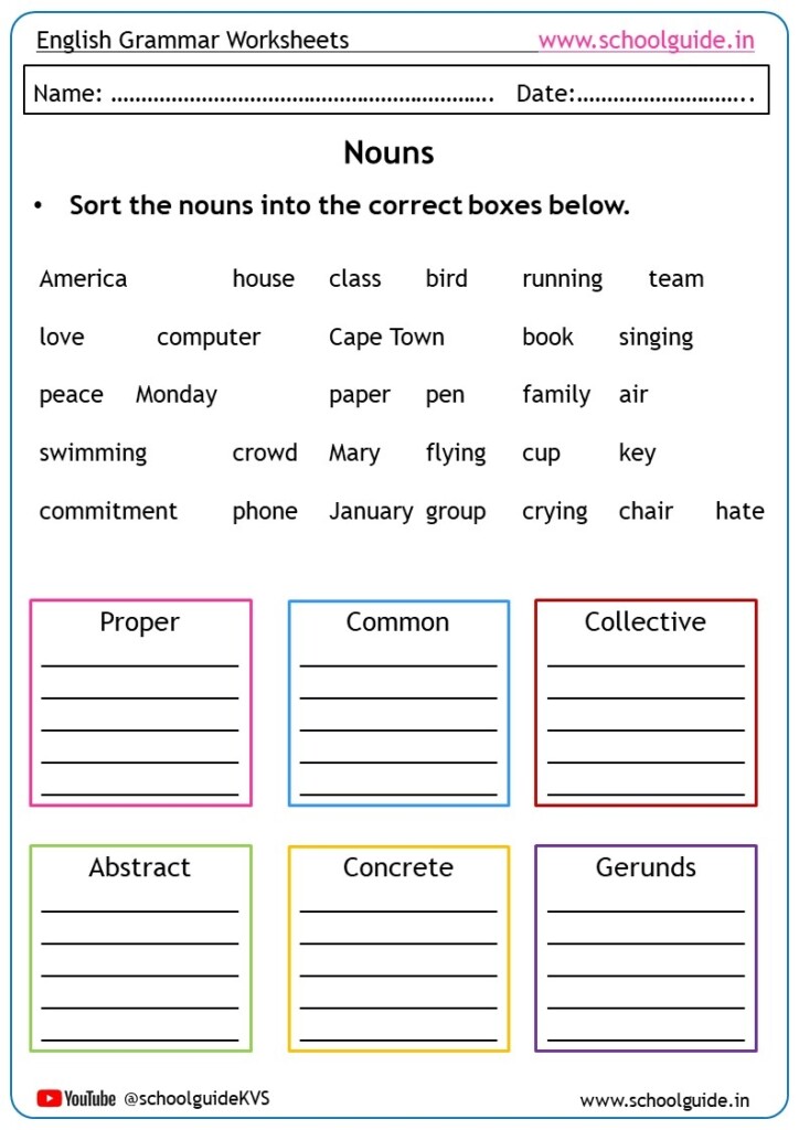 Free Printable Noun Worksheet Download Free Printable Noun Worksheet 