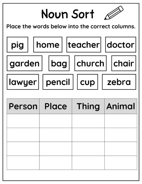 Free Printable Noun Worksheets For Grade 57 OFF