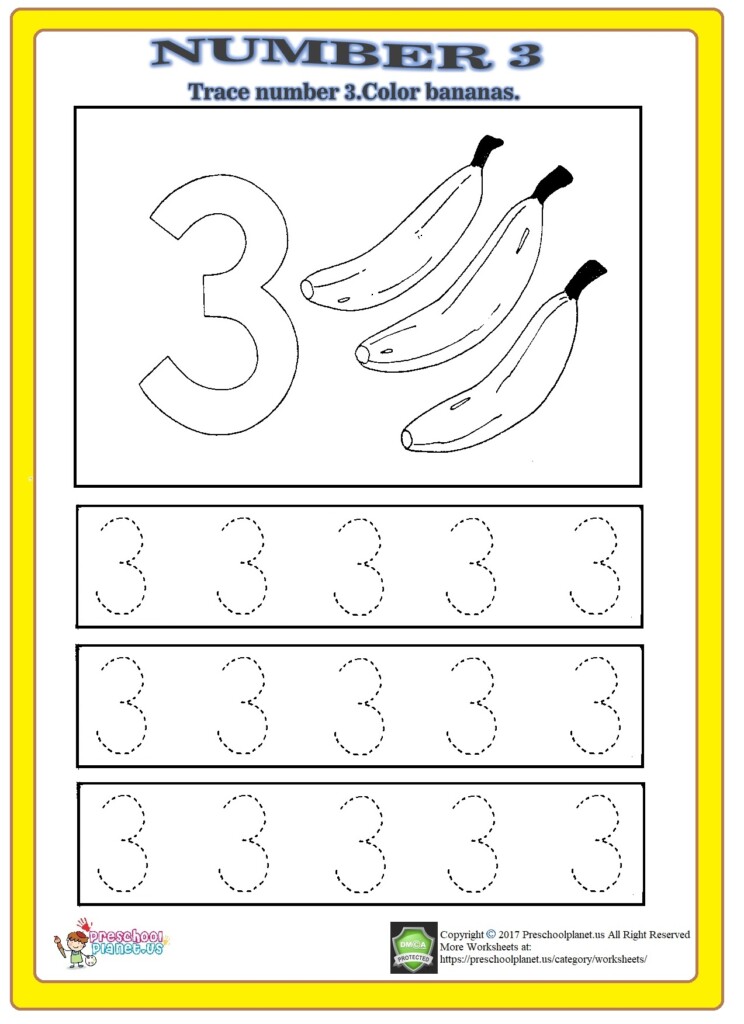 Free Printable Number 3 Worksheets Peggy Worksheets