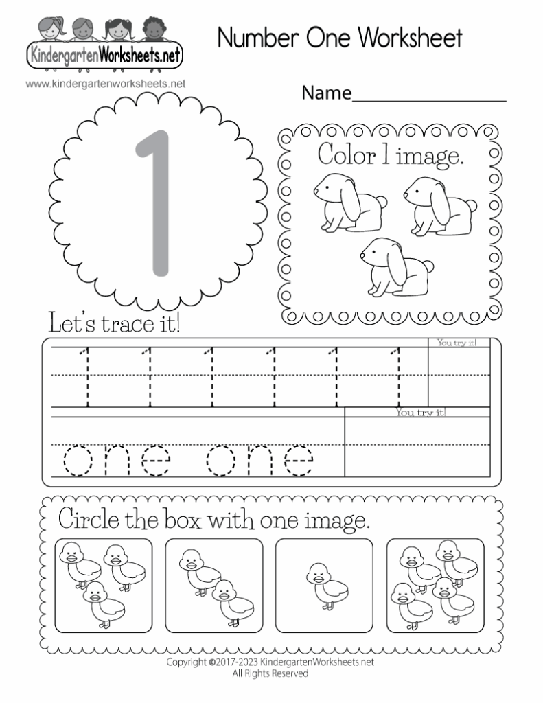 Free Printable Number One Worksheet Free Printable Number One Worksheet