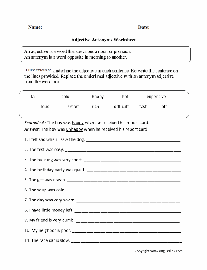 Free Printable Parts Of Speech Worksheets Free Printable