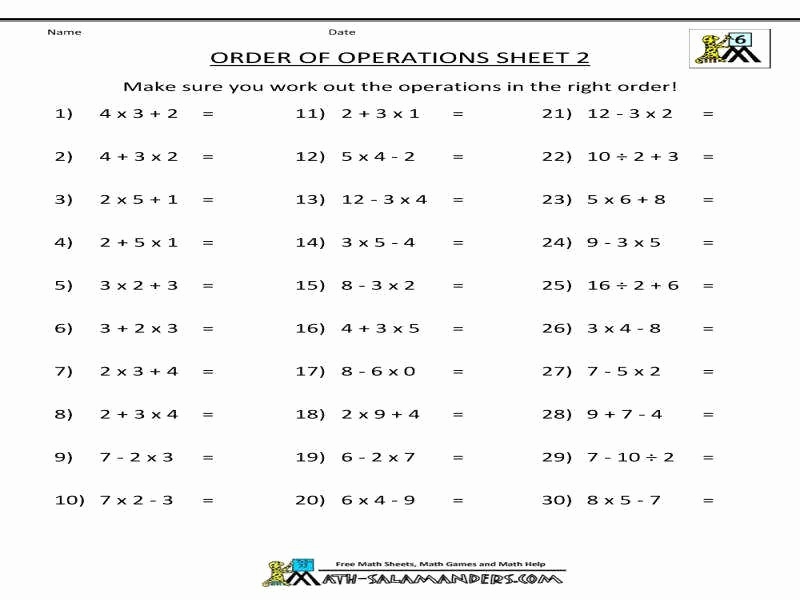 Free Printable Pemdas Worksheets Engaging Worksheet Activities