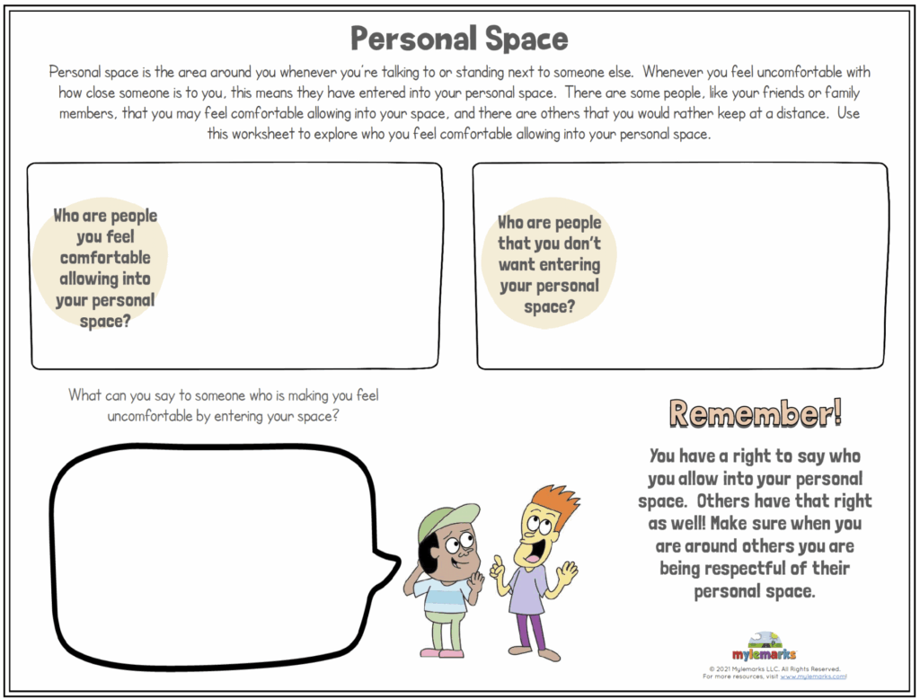 Free Printable Personal Space Worksheets FREE Printable A Z