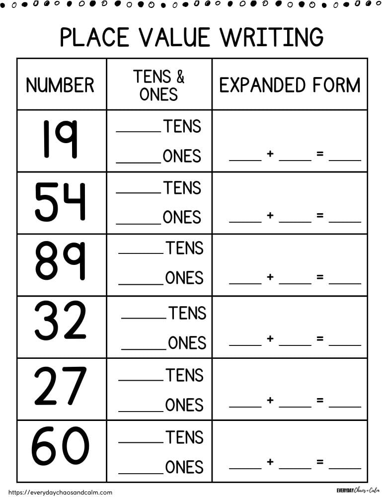 Free Printable Place Value Worksheets