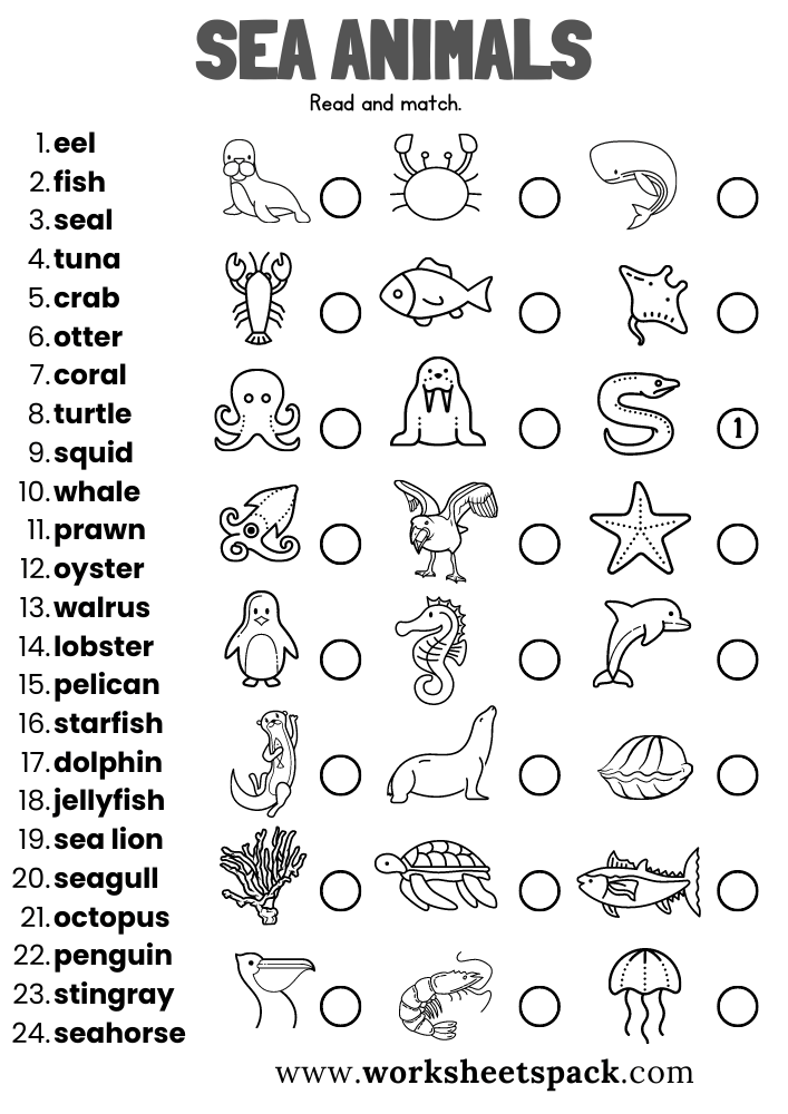 Free Printable Sea Animals Worksheets Worksheetspack Animal 