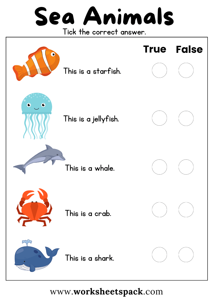Free Printable Sea Animals Worksheets Worksheetspack