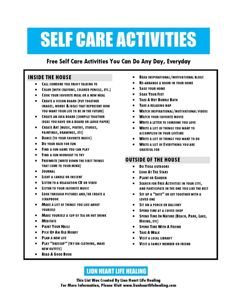 Free Printable Self Care Worksheets Printable Worksheets