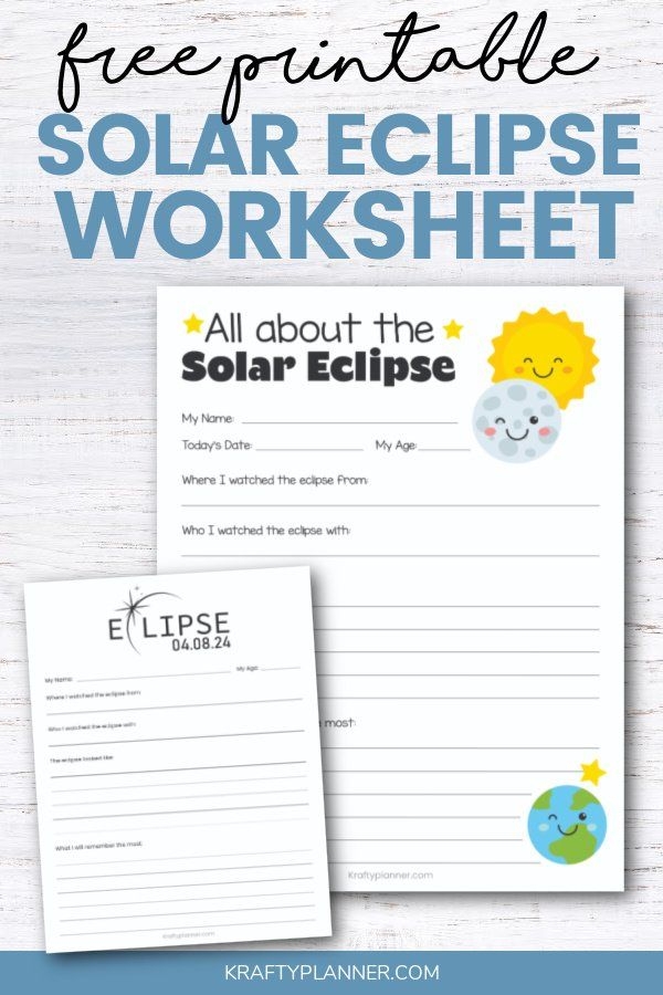 Free Printable Solar Eclipse Worksheet