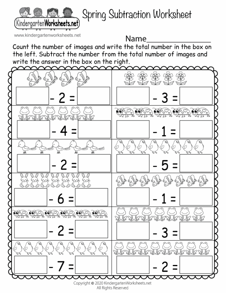 Free Printable Spring Subtraction Worksheet
