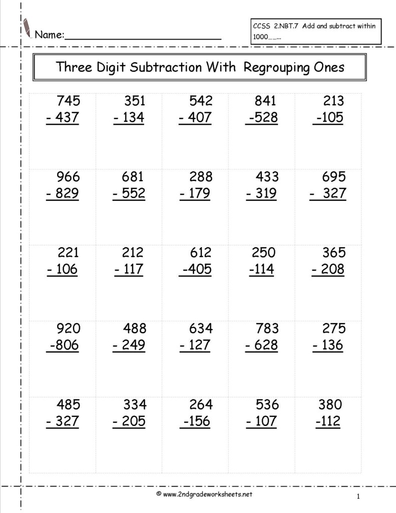 Free Printable Subtraction Worksheets For 2Nd Grade Free Printable