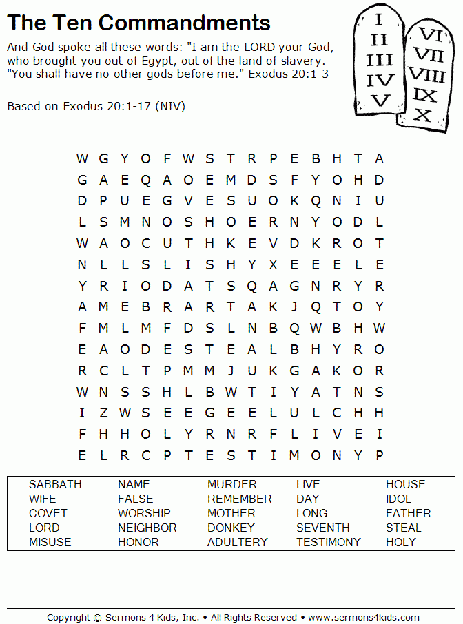 Free Printable Ten Commandments Worksheets Dev onallcylinders