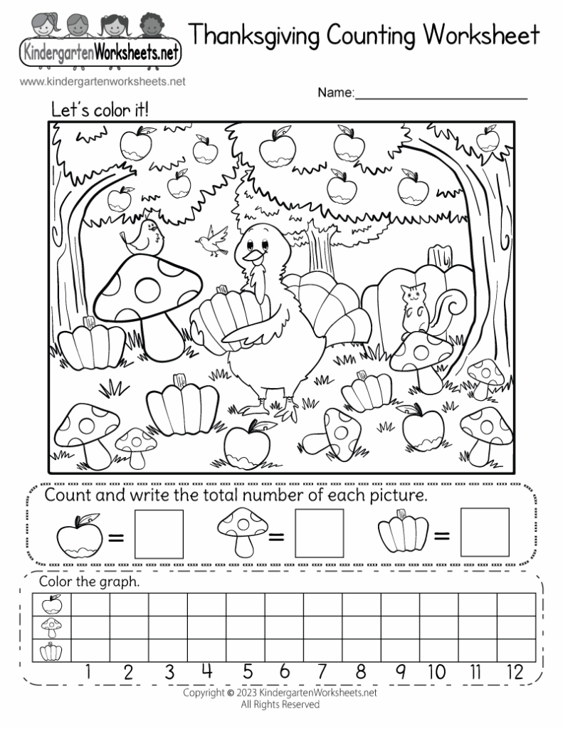 Free Printable Thanksgiving Counting Worksheet