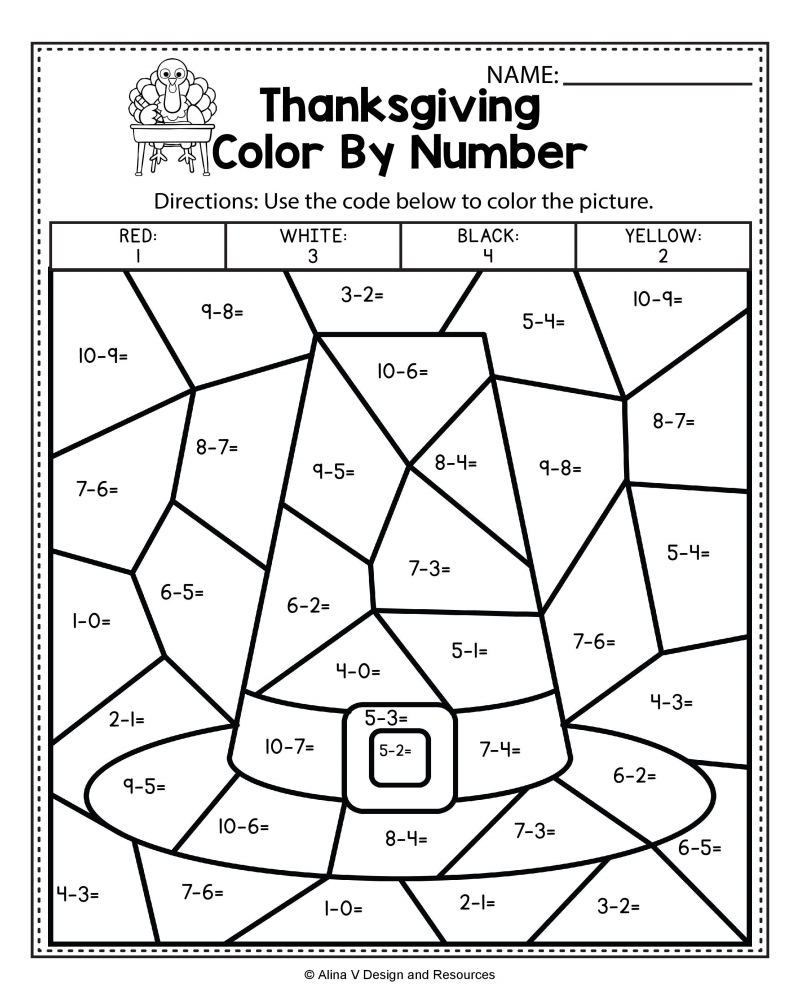 Free Printable Thanksgiving Math Worksheets For Kindergarten Math 