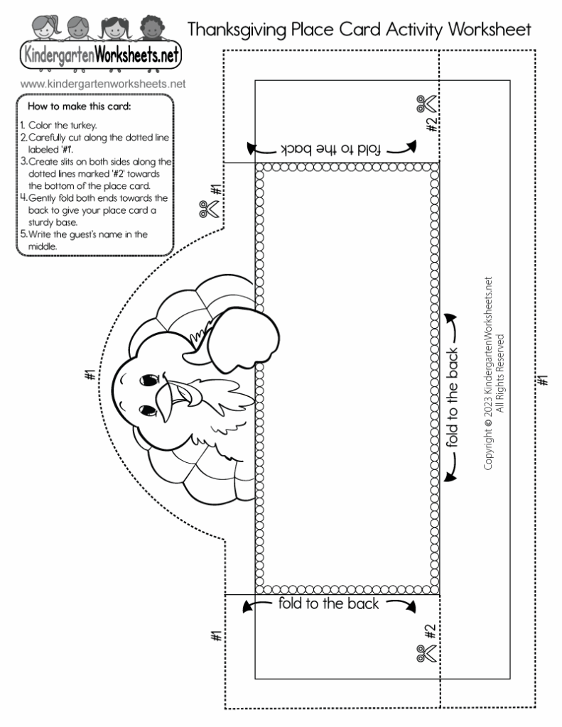 Free Printable Thanksgiving Place Card Activity Worksheet For Kindergarten