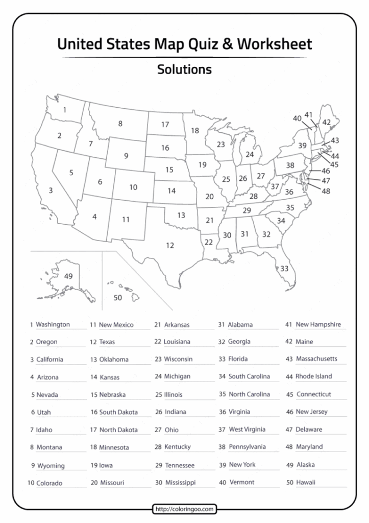 Free Printable United States Map Quiz Solutions Printable Worksheets