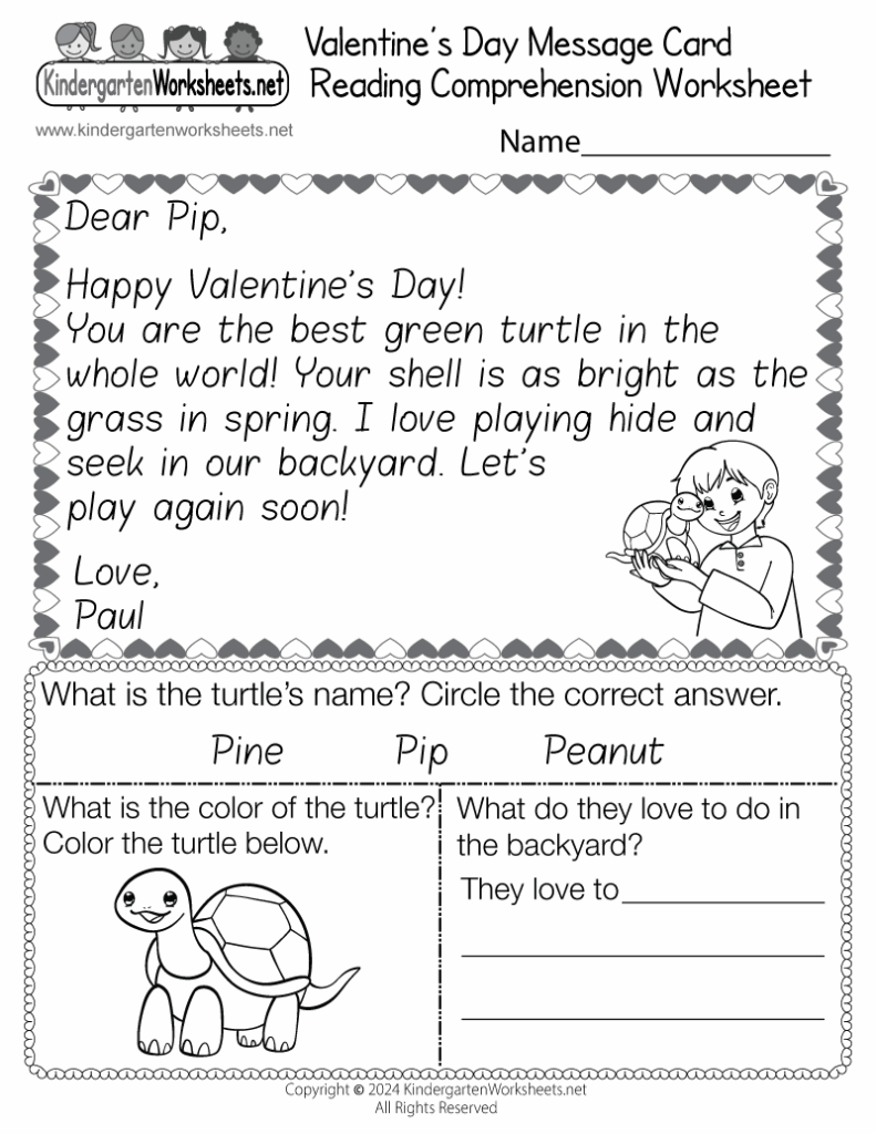 Free Printable Valentine 39 s Day Message Card For Kindergarten